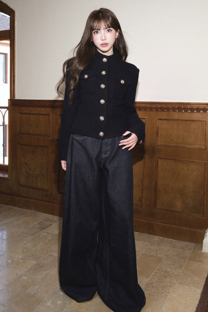 Woolen Tweed Jacket and Skirt Set-Up