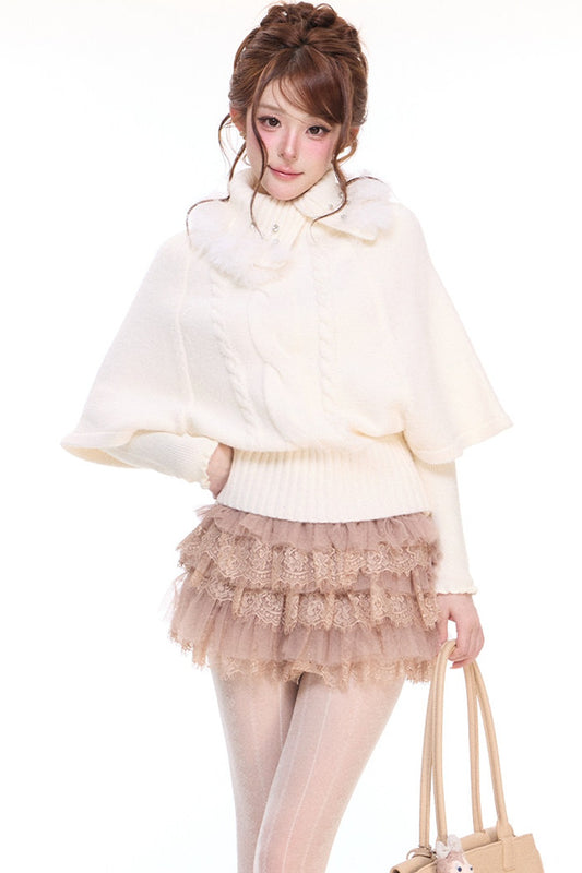 Lace Collar With Mesh Lace Half Skirt Set-Up