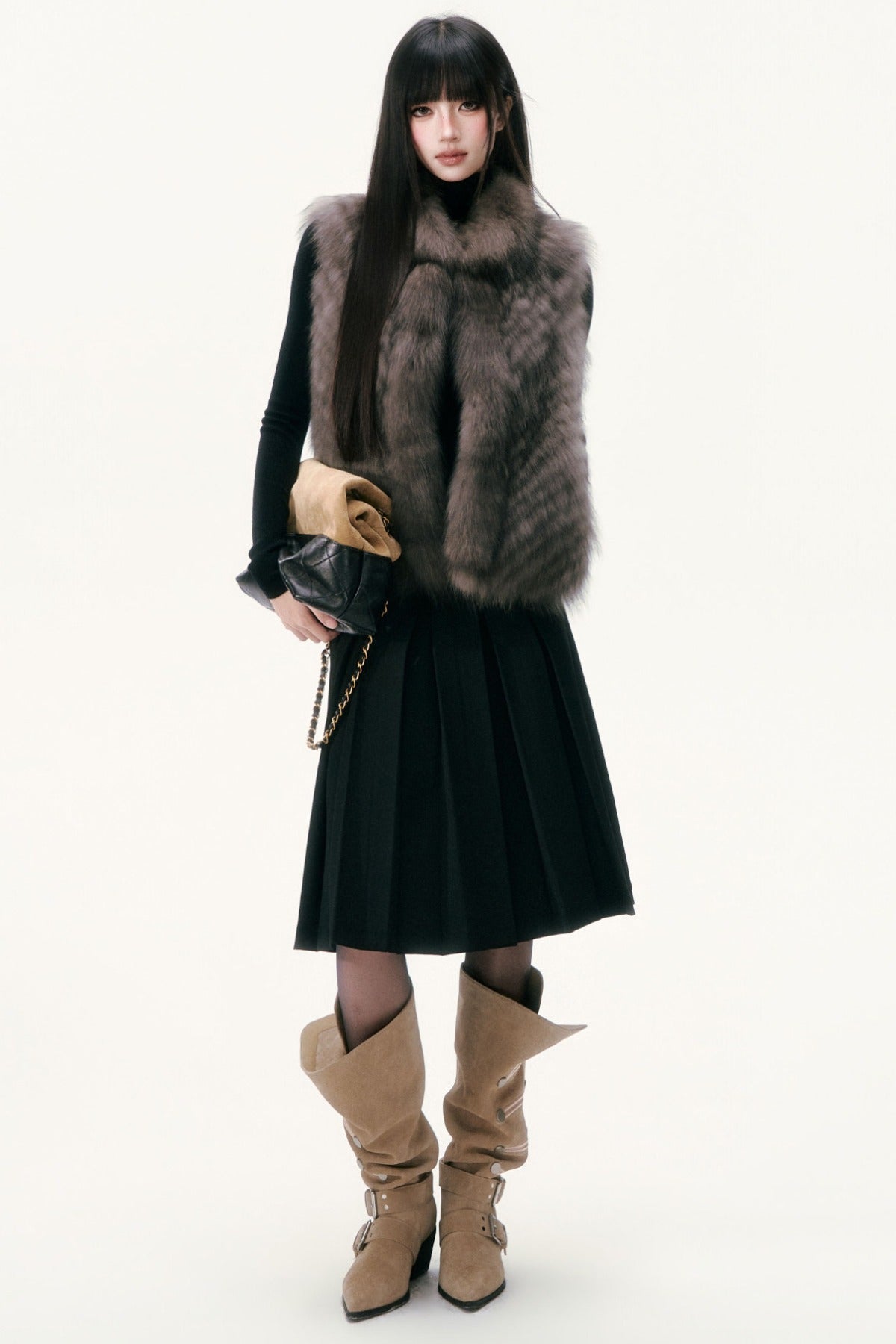 Saga Fox Fur Straight Vest