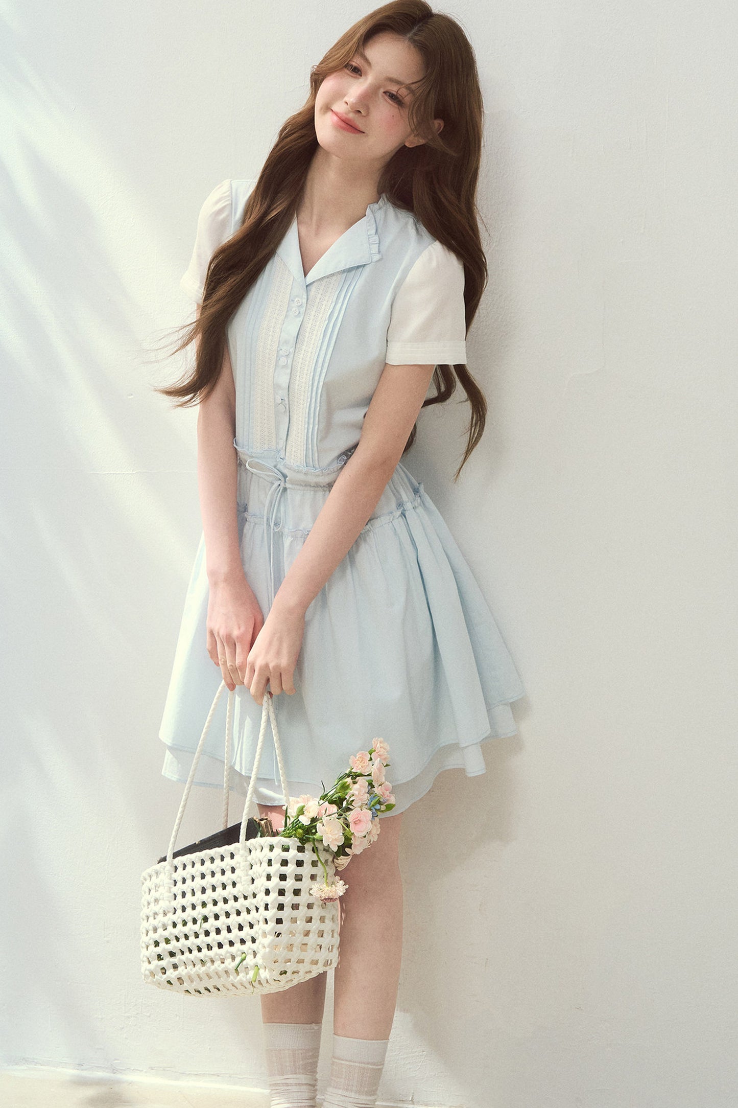 Sea Salt Blue Lyocell Shirt Dress