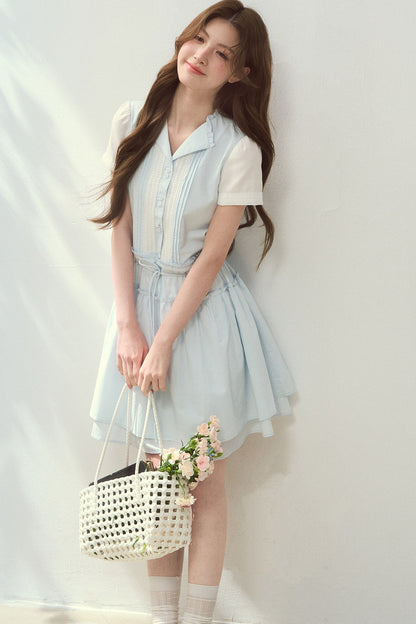 Sea Salt Blue Lyocell Shirt Dress