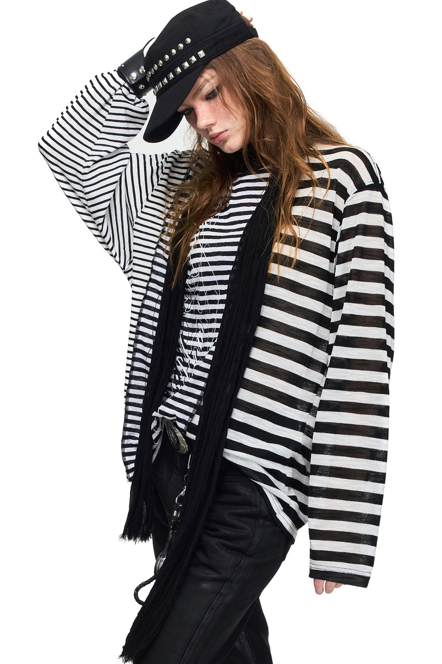 Vintage Striped Long-Sleeve Tencel T-shirt