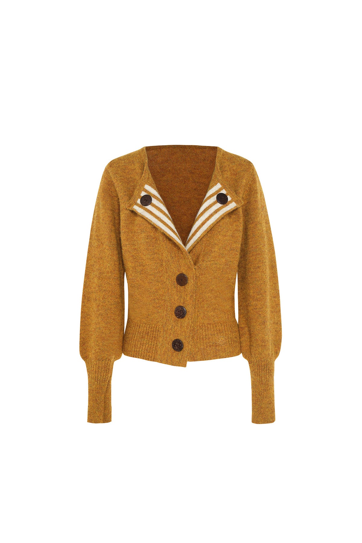 Striped Color-Block Knit Cardigan