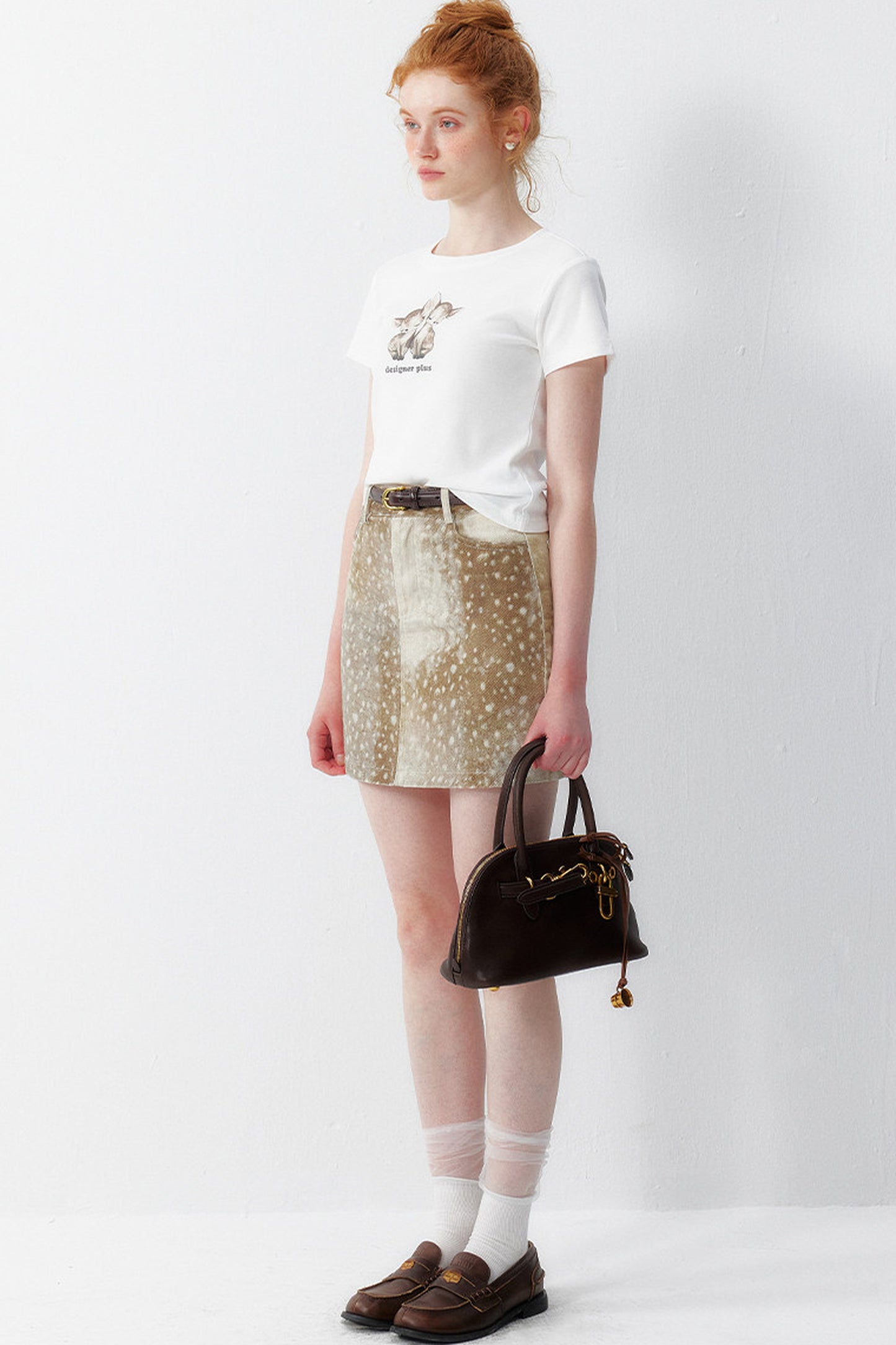 Print Polyester Mini Skirt