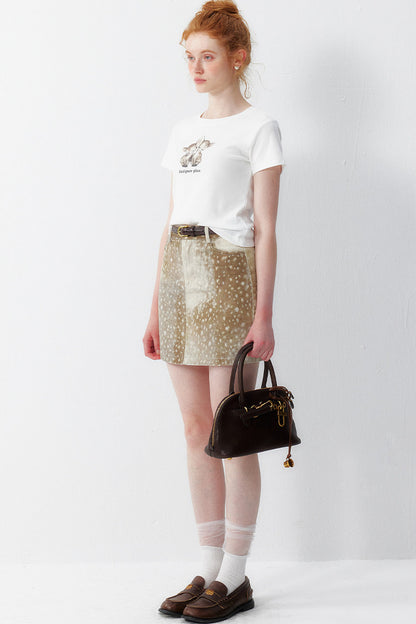 Print Polyester Mini Skirt