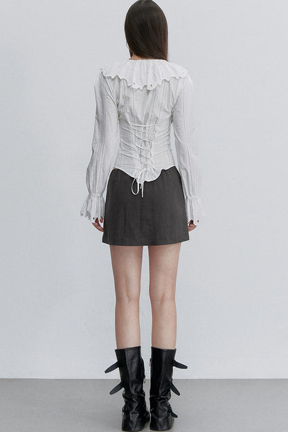 French Lace Tie-Waist Blouse