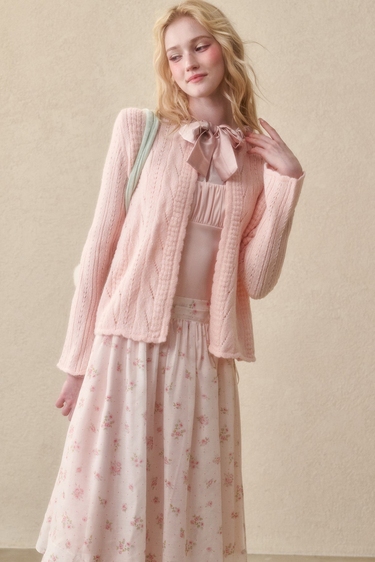 Ribbon Soft Wool Knit Cardigan