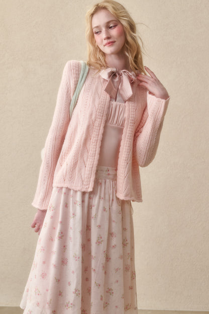 Ribbon Soft Wool Knit Cardigan