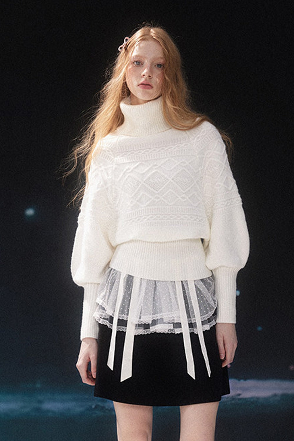 High-Waisted Mesh Tiered Skirt