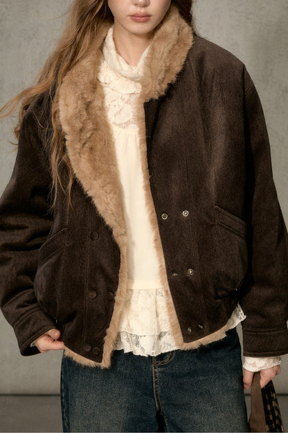 Reversible Faux Suede Plush Jacket