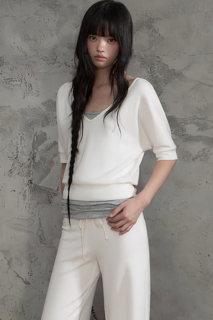 Striped Halterneck Camisole and Pants Set-Up