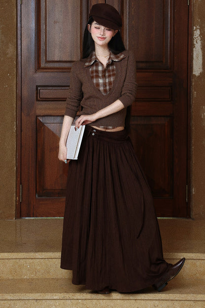 Short Knit Sweater With Sleeveless Shirt Set-Up