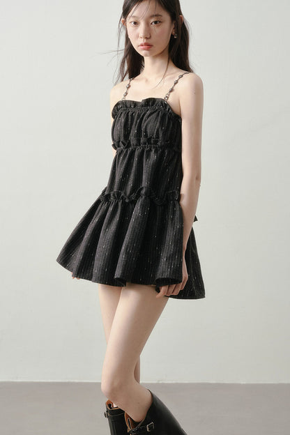 Dark Feather Striped Dress