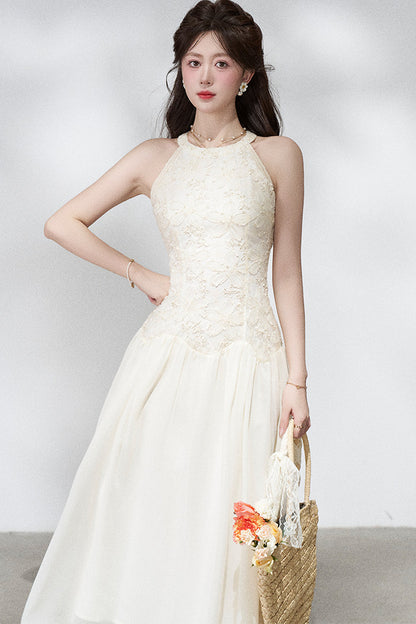 Ladylike Lace Halterneck Dress