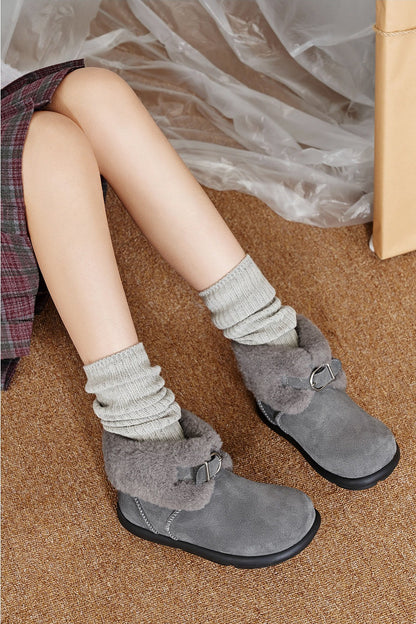 Fleece-Lined Flat Snow Boots