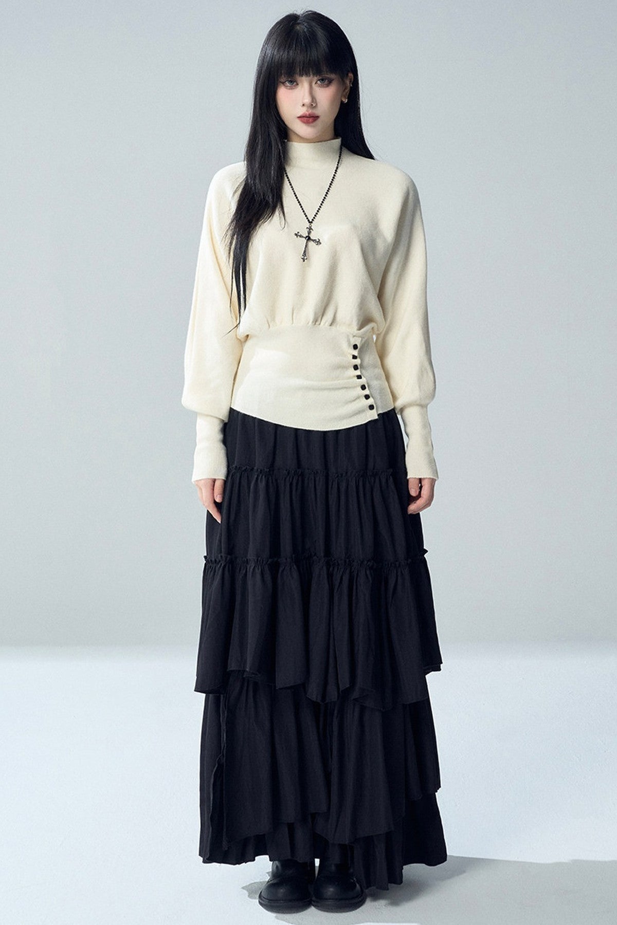 Short Batwing Knit Top