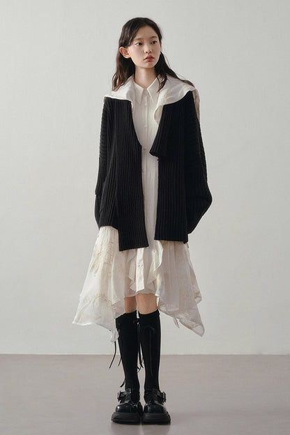 Loose Striped Knit Cardigan