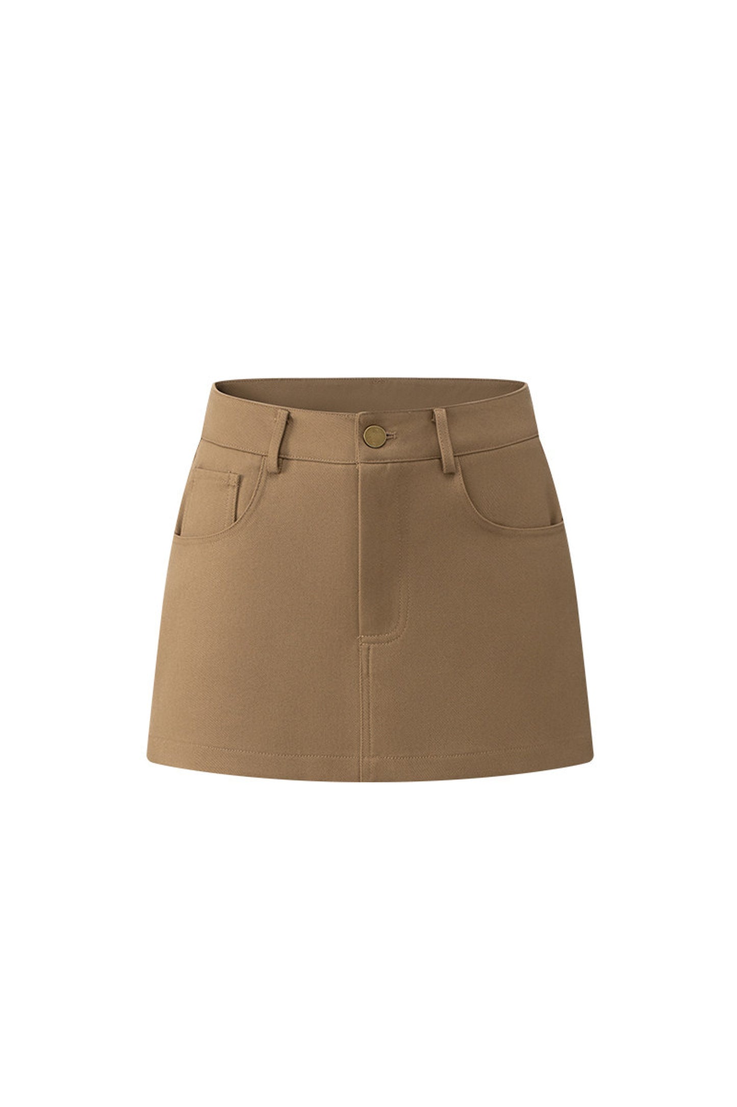 Khaki High-Waisted A-Line Skirt