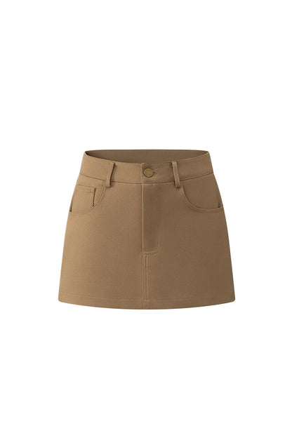 Khaki High-Waisted A-Line Skirt