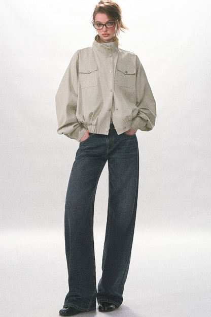 Pantalon en denim délavé vintage à jambe droite