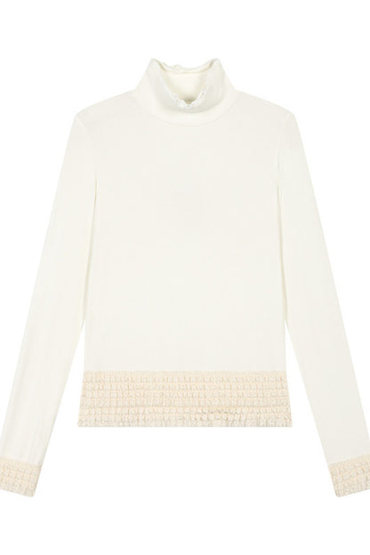 Lace Trim Thermal Knit Top