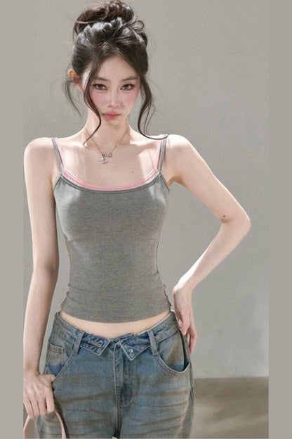 Contrasting Mesh Camisole Top