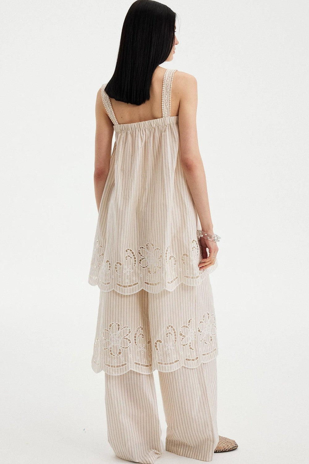 Embroidered Cutout Camisole Set