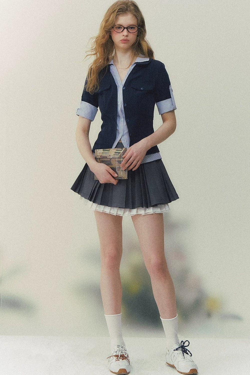 Kariertes Patchwork-Polo-Hemd