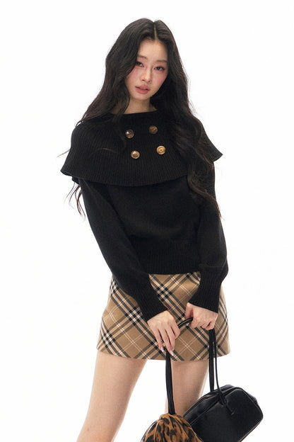Skirt and Shawl Knit Top Set-Up