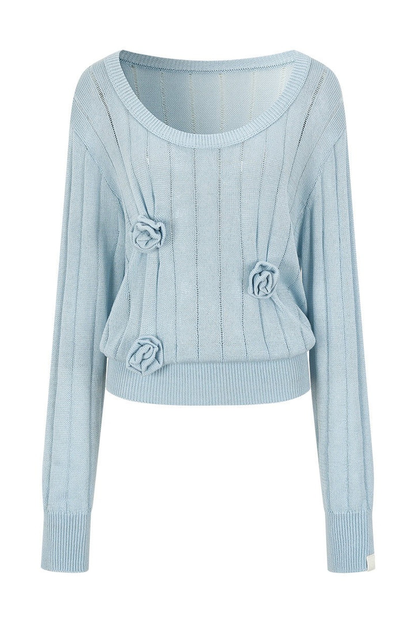 Camicetta in maglia con spalla asimmetrica e fiore 3D