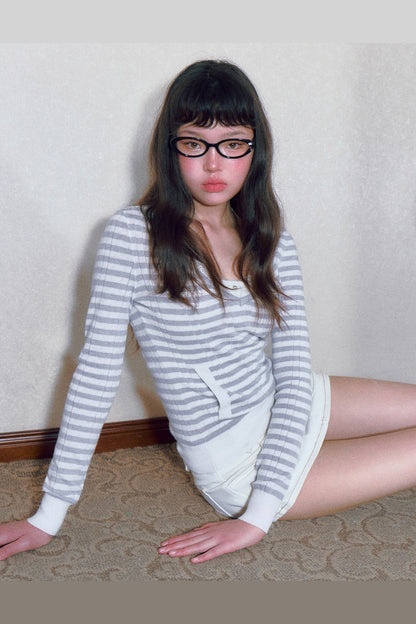 Striped Knit Top and Shorts Set