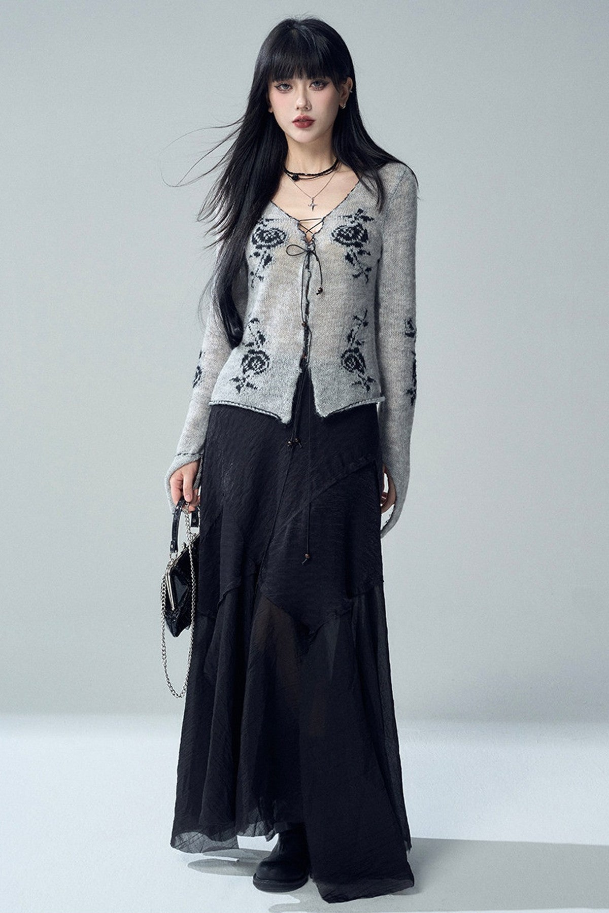 Rose Jacquard Knit Sweater