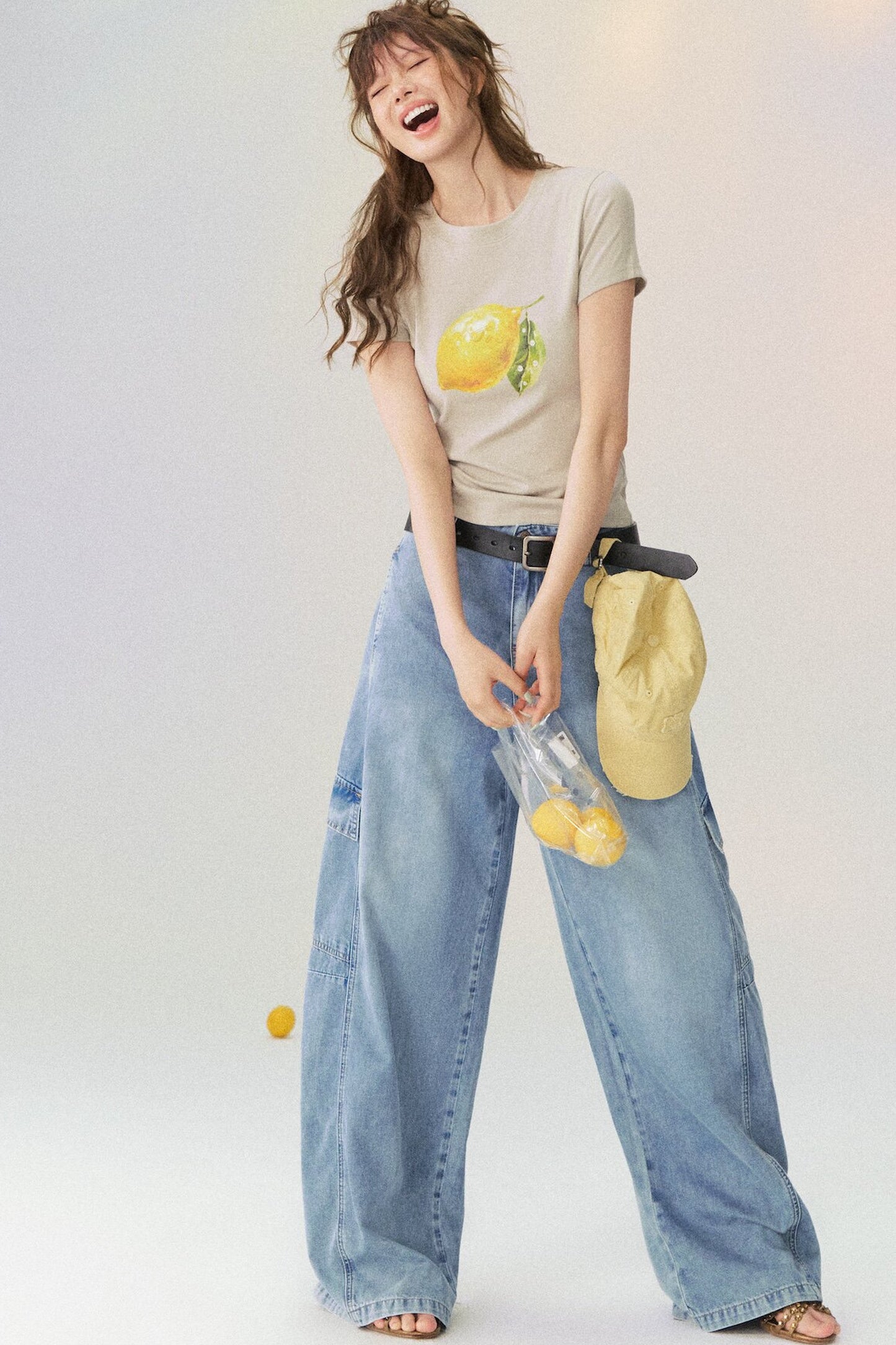 Lemon Print Short-Sleeved Blouse