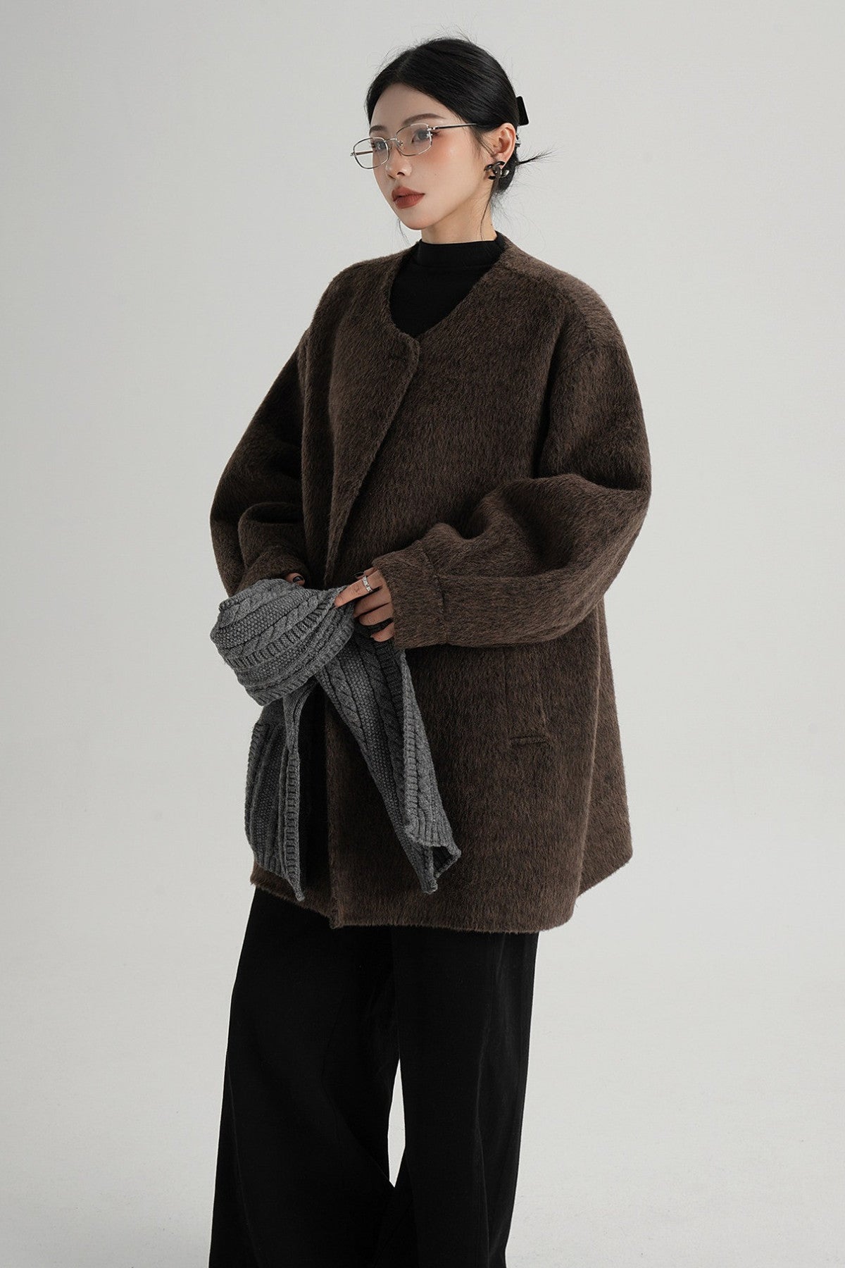 Scarf Collar Double-Sided Wool Coat
