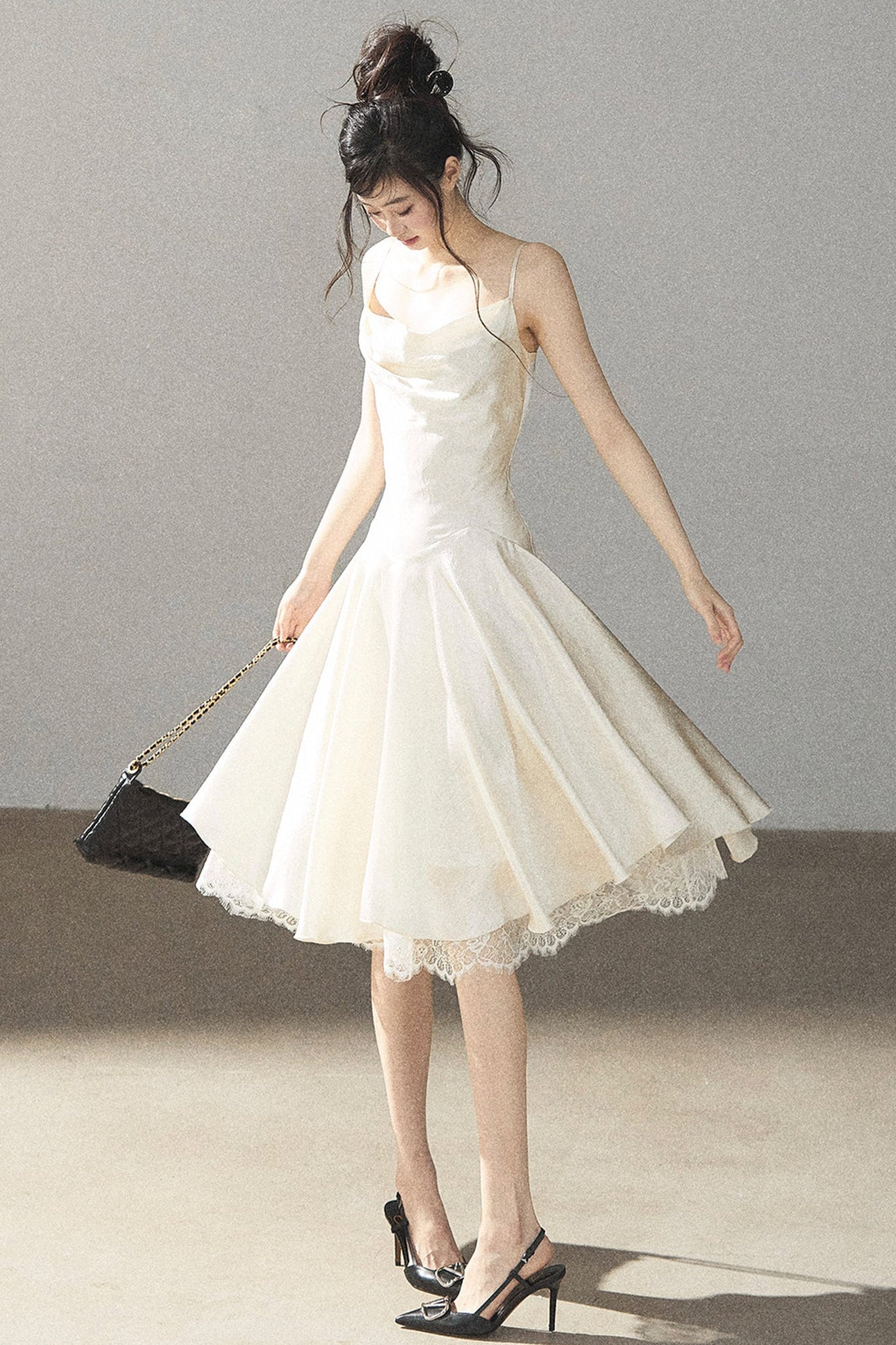 French Lace Satin Camisole Dress