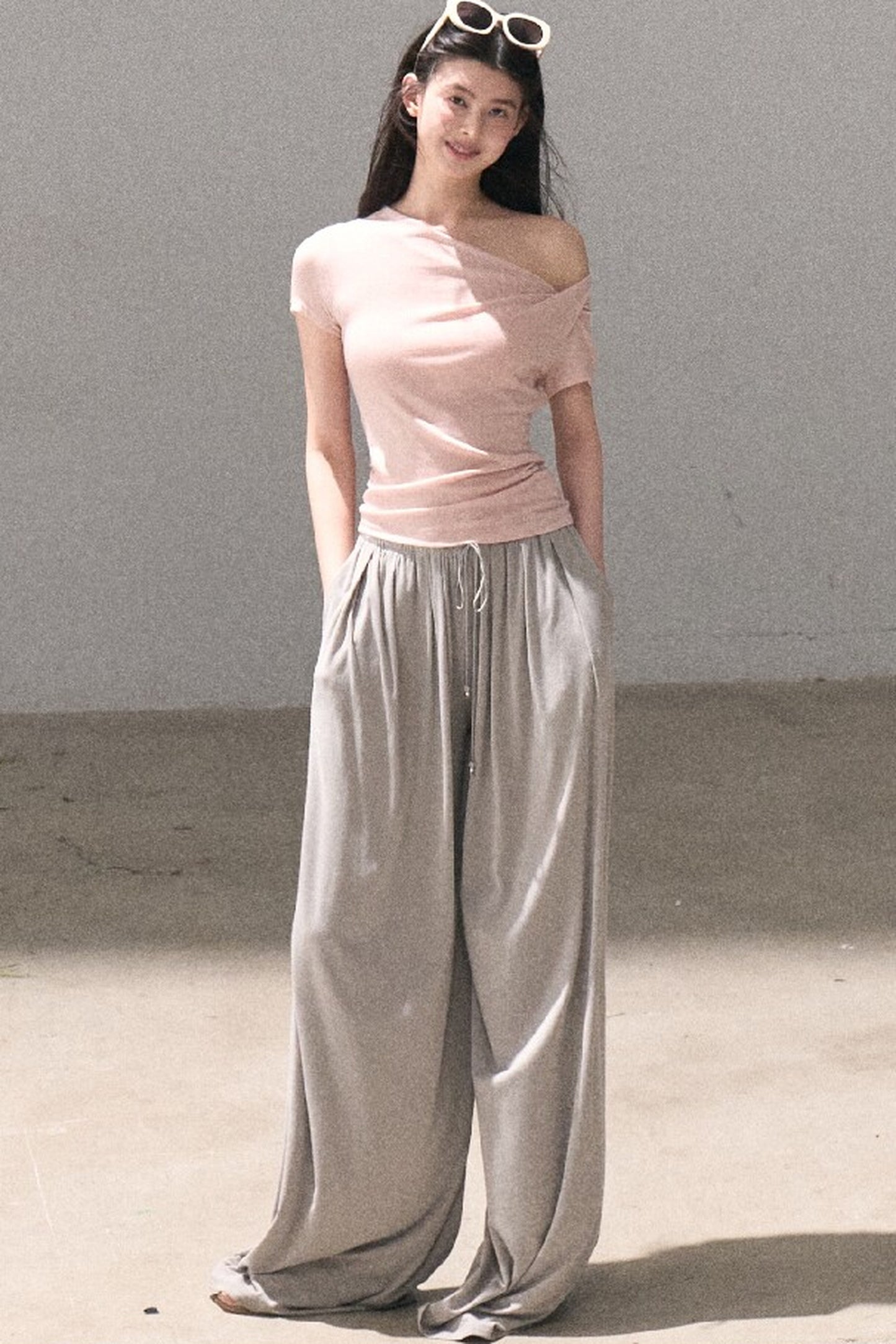 Lyocell Wool Twist-Neck Top