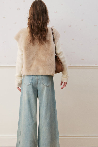 Cloud Velvet Stand Collar Faux Fur Vest