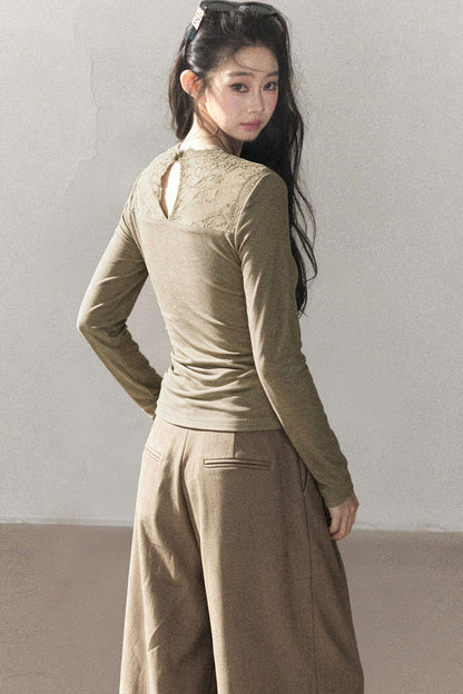Lace Patchwork Knit T-Shirt