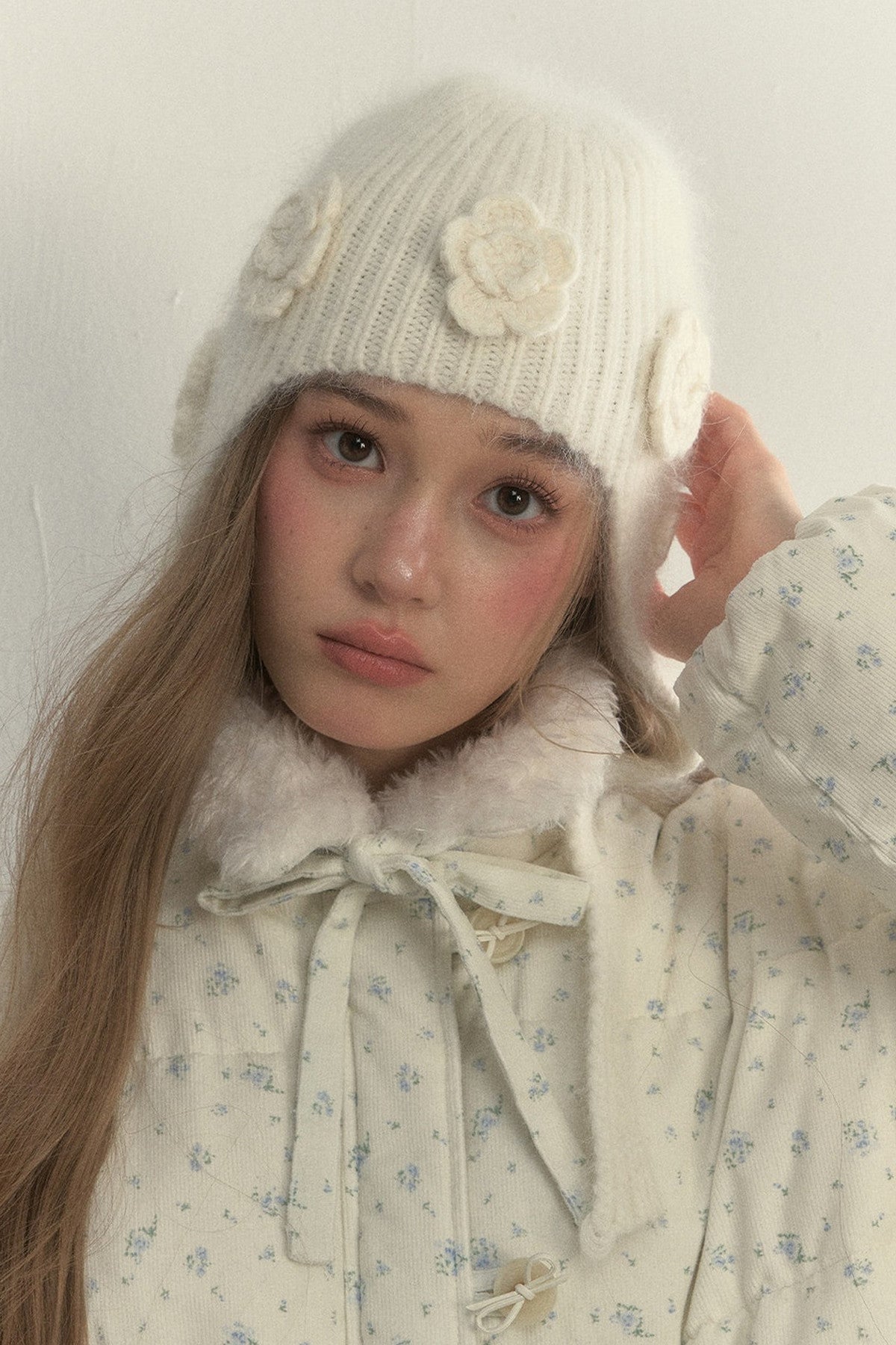 3D Flower Knitted Beanie Hat