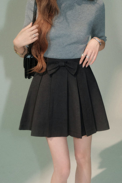 Bowknot Lyocell Pleated Skirt With Top Set-Up