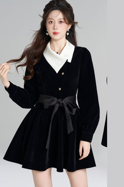 Black Velvet A-Line Dress