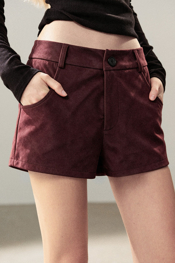 Burgundy Jacket And Shorts Set-Up