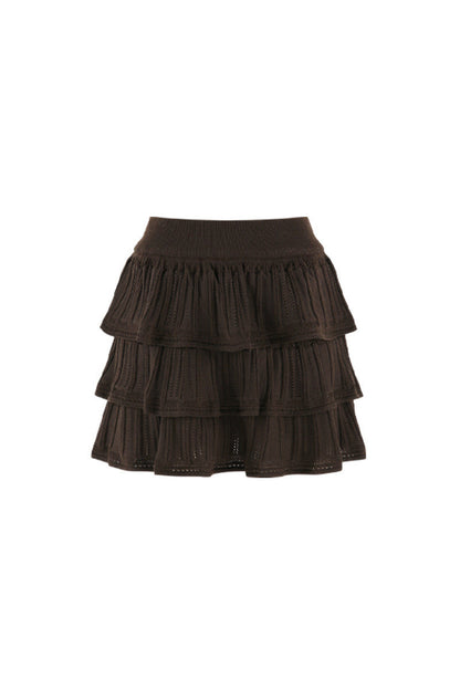 Miu-Style Knit Top and Tiered Skirt Set-Up