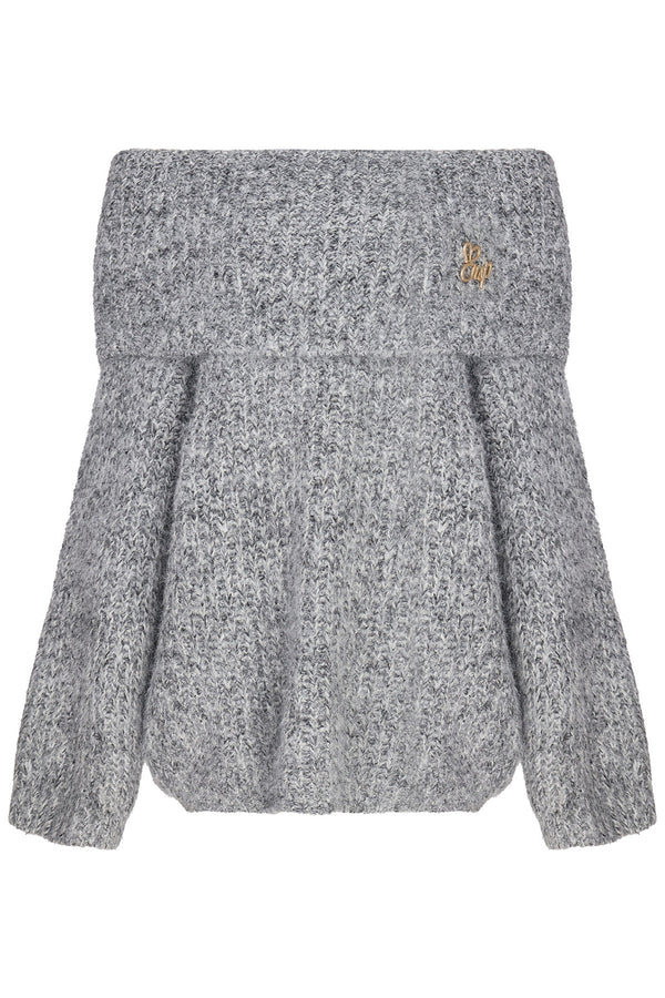 One-Shoulder Wool Knit Top and Pants Set-Up