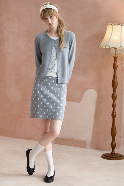 Retro Polka Dot Faux Two-Piece Knit Sweater Set-Up