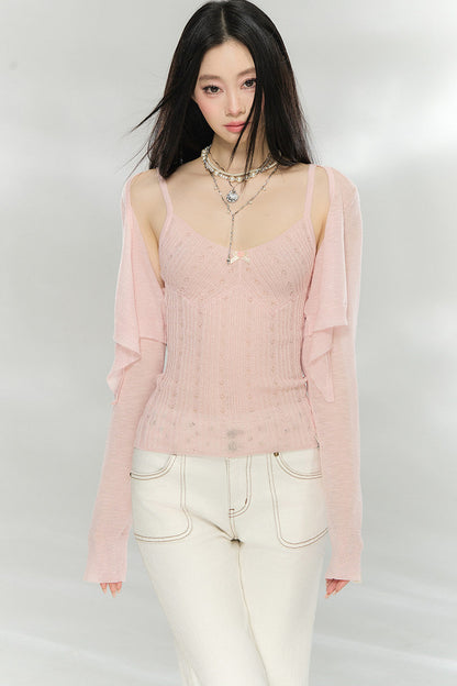 Leichtes Strickset aus Weste und Strickjacke