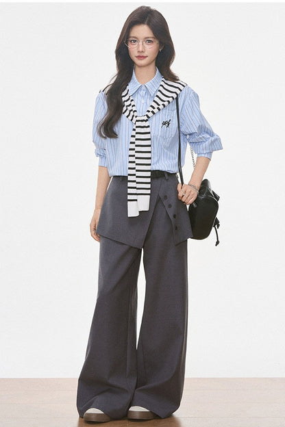 Ensemble chemise rayée et pantalon large