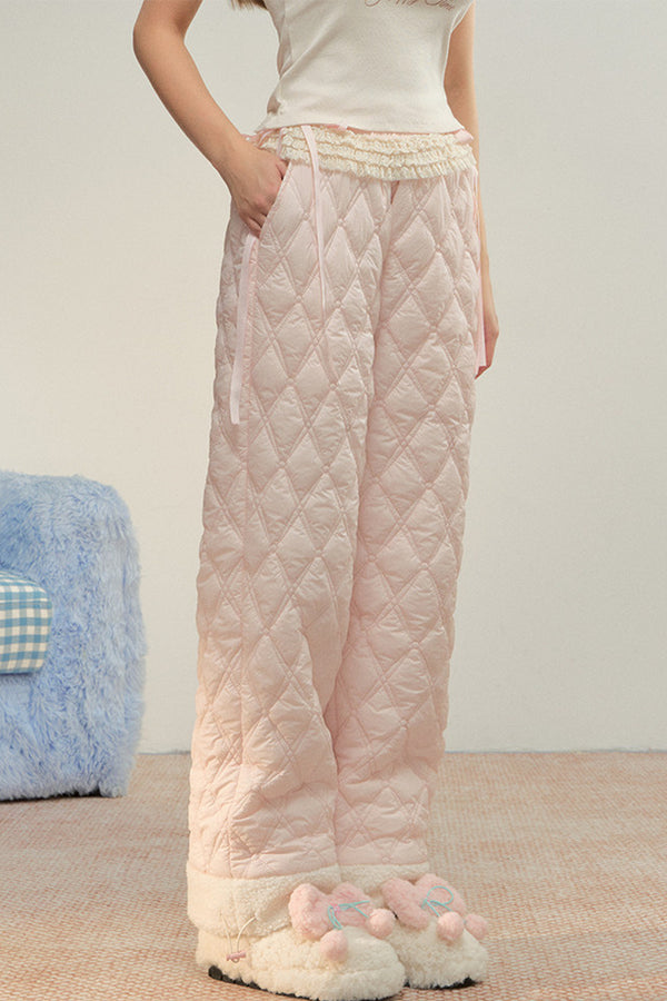 Pink Diamond Quilted Fleece Pants