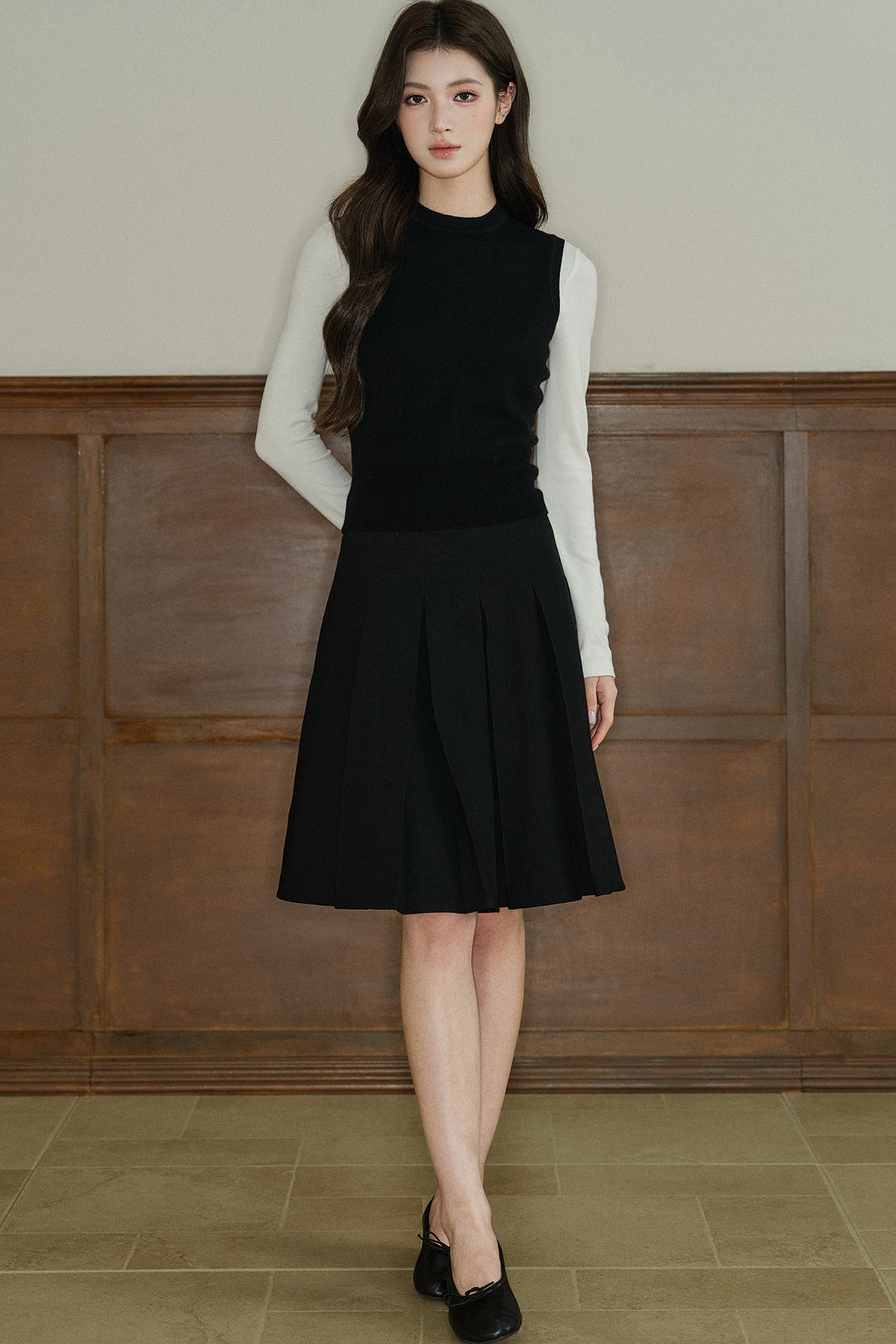 Long-Sleeved Round-Neck Knit Base Layer Top