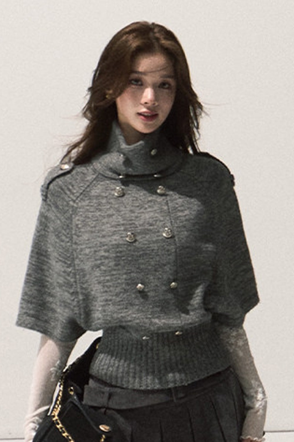 Wool Pullover Cape Shawl Coat